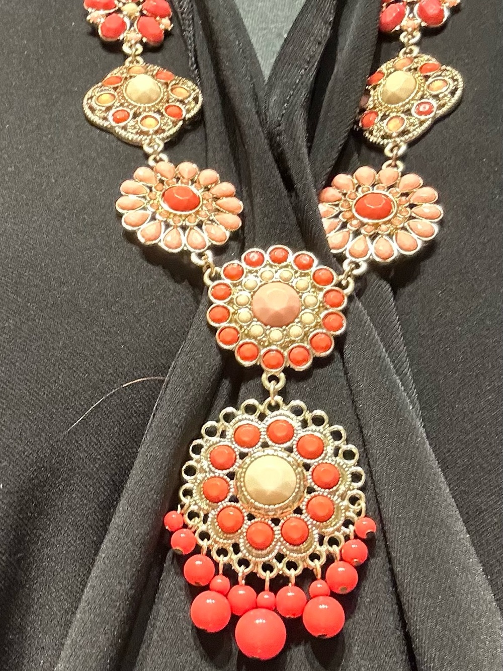 Coral Red Bohemian Statement Necklace